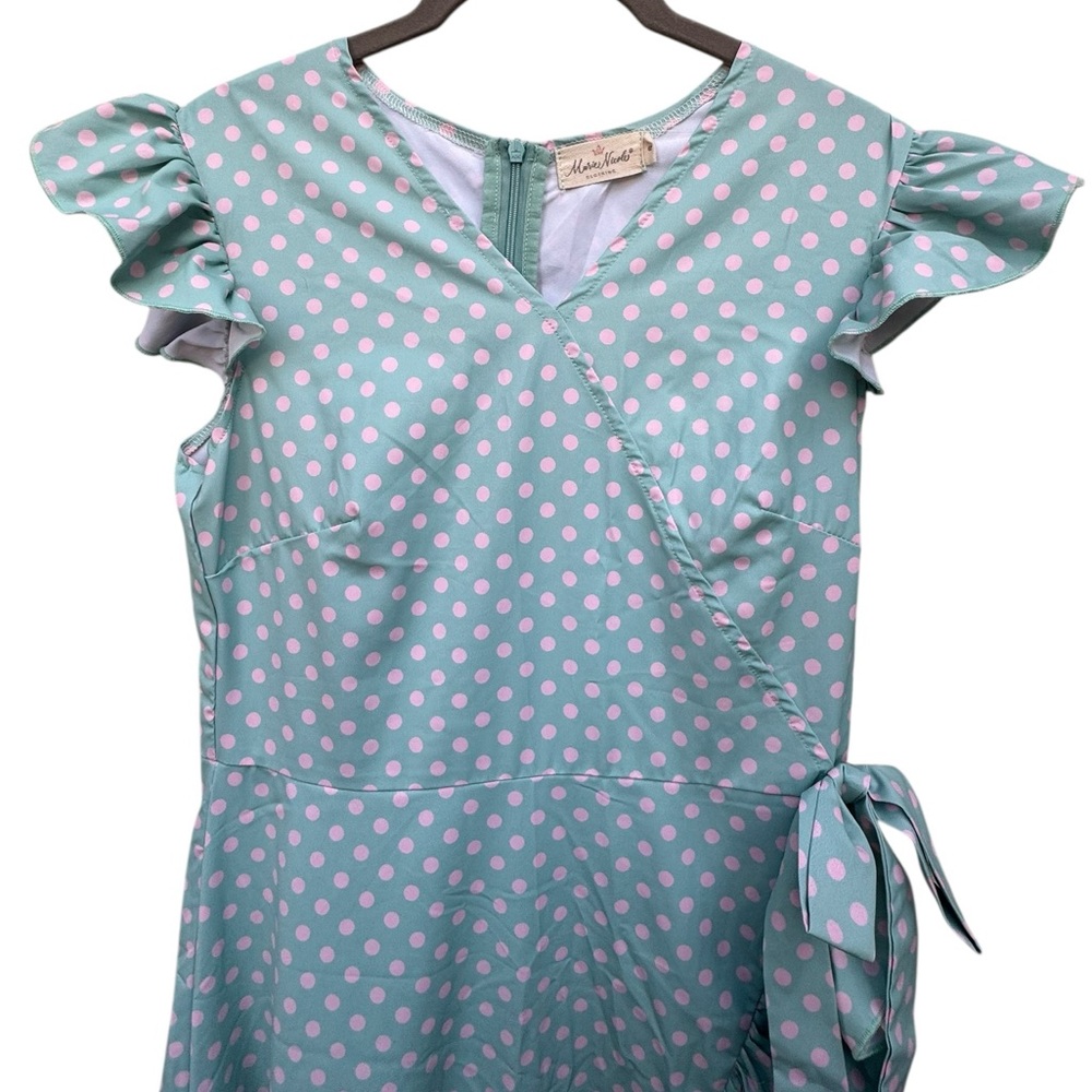 Marie Nicole Clothing Polka Dot Ruffle Dress size Small - Picture 3 of 7